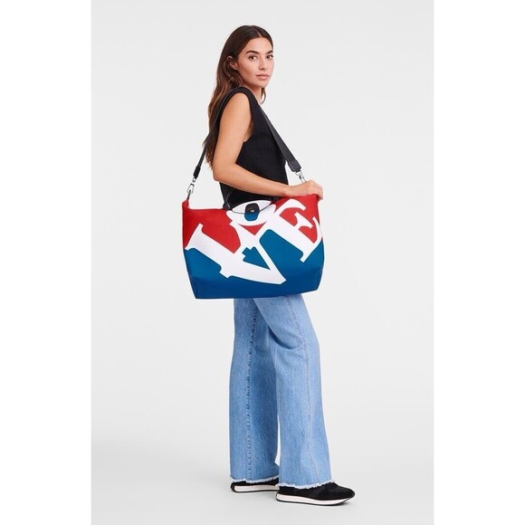 Longchamp Le Pliage X Robert Indiana LOVE Canvas XLarge Travel bag New